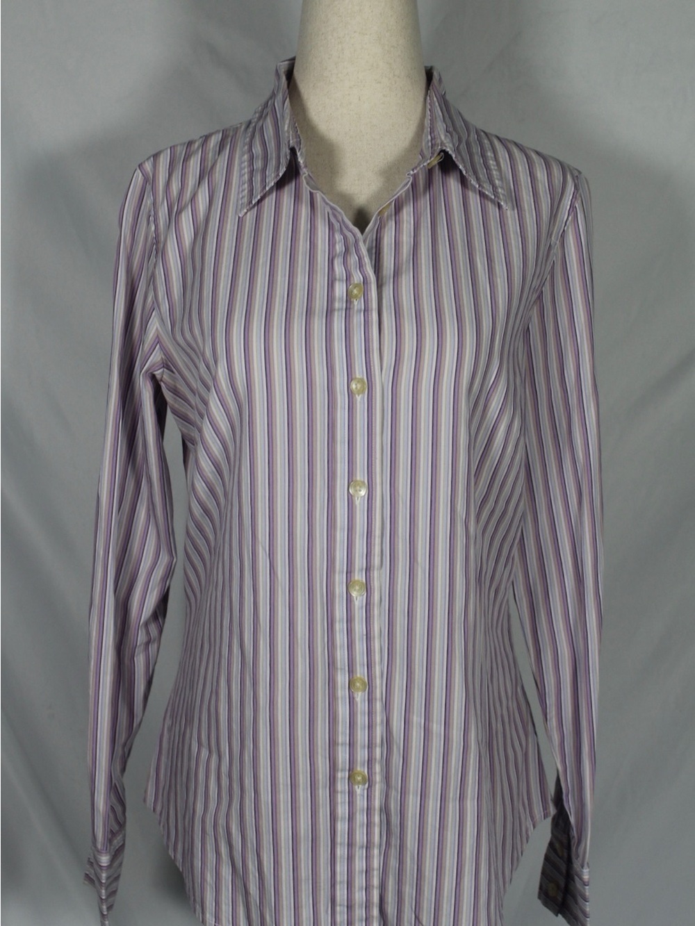 y2k 2000s Old Navy Lavender and White Striped Button-Down Shirt